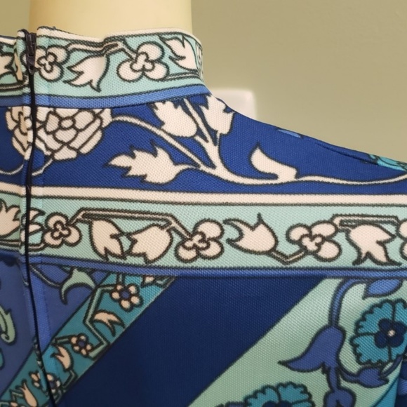 mid century mod print dress like Emilio 1970's M - Picture 7 of 8